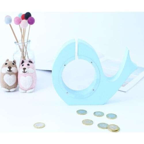 Wooden Blue Dolphin Piggy Bank Toys Living Room Kids Room Decor Piggy Bank Christmas Best Present Photography Props