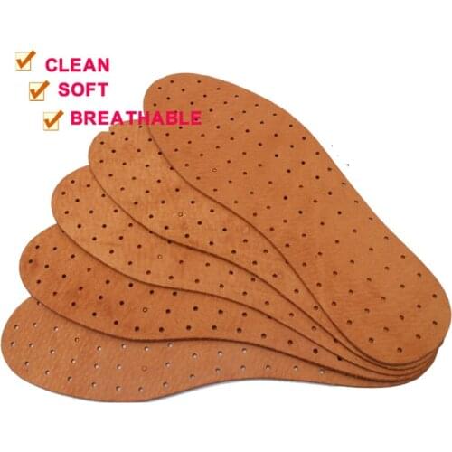 EAGSITY Genuine leather insole absorb sweat breathable soft anti-odor casual shoes for men or women 2mm thick