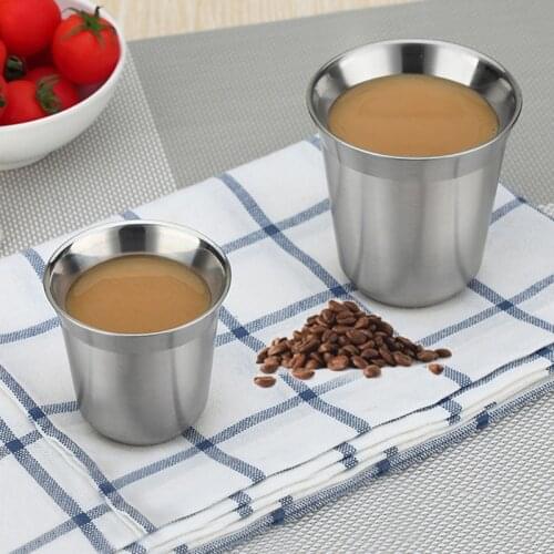 Nespresso Cups Pixie Espresso Double Layer 304 Stainless Steel Thermo Capsule Mug Cold Water Beer Mug Double Coffee Milk Tea Cup