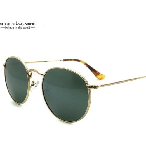 Classic Round Glass Lens Metal Retro small Sunglasses fit small face men women and teenager Eyewear RX lens availble RFT7001G