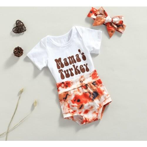 Newborn Infant Baby Girls Letter Romper Tops Tie-dye Shorts Headband Outfits Clothes Set Short Sleeve Summer Clothing