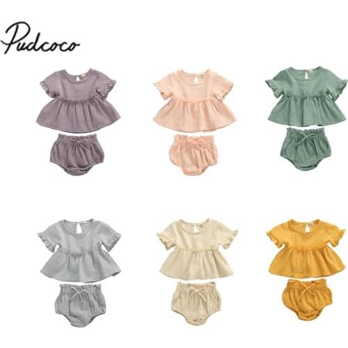 2Pcs Baby Girls Breathable Outfit Solid Color Lace Short Sleeve Top Shorts Set Toddlers Summer Casual Top Sweet Short Trousers