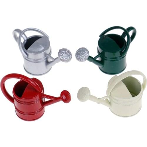 Tin Metal Dollhouse Miniature Watering Can Dollhouse Decoration White Dollhouse Accessories Classic Baby Toys Handicrafts Model