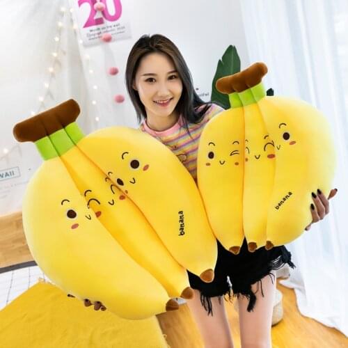 New Simulation Simple Fruit Whole Banana Pillow Large Expression Banana Plush Toy Female Big Pillow Bedroom Comfortable Cushion