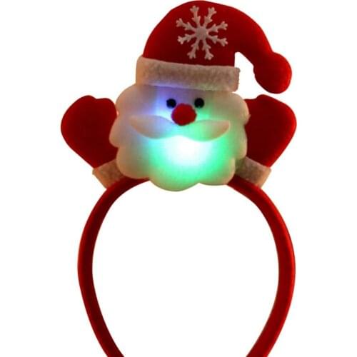 Novelty Christmas Glowing Cartoon Headdresses for Children & Adults Universal Holiday Jewelry Gift LED Elk Santa Claus Headband