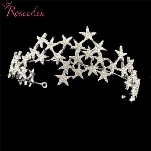 New Fashion Rhinestone Star Crown Tiara Bridal wedding Star Headdress Crystal Bride Hair Accessories Headbands RE3567