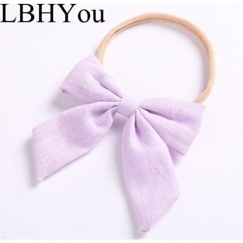 Soild Knotbows Cotton Linen Nylon Headbands,One Size Fit Most Baby Girls Knot Bows Soft Nylon Hairbands,Soft Cotton Head Bands