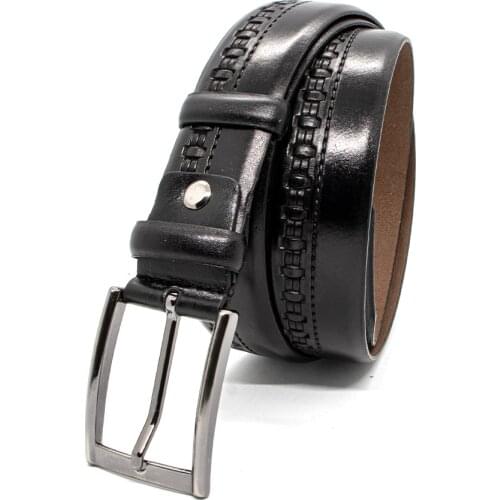 Genuine Soft Leather Handmade Black Man Belt High Quality Calfskin Pants Metal Buckle For Casual Gift For Valentines Day