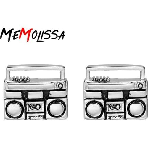 MeMolissa Punk Style Silver Color Shirt cufflinks for mens Radio Design cuff links High Quality abotoaduras top grade Jewelry