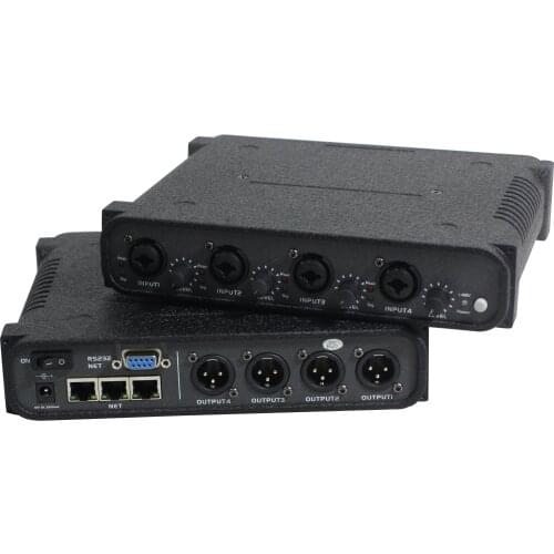 Dante Audio Porcessor IP Network Transmitter 4 In 4 Out Dante Audinate Interface with XLR, Gain Control, Phantom Power