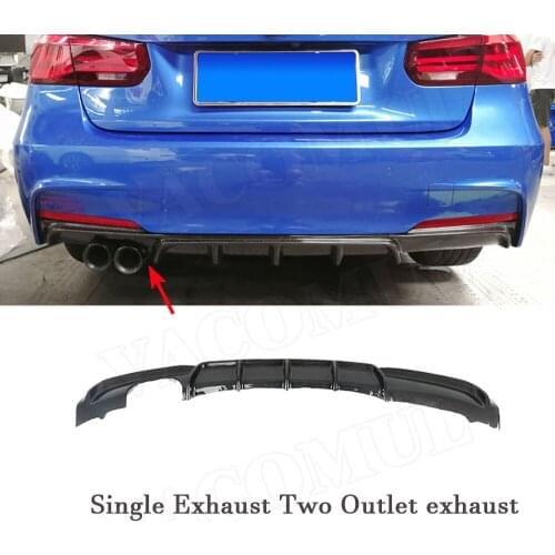 Rear Bumper Lip Spoiler for BMW F30 F35 320i 328i M-sport Bumper 2012 -18 Fins Shark Style Diffuser Single Exhaust Two Outlet