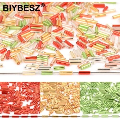 2x6MM Cylinder Shape Bugle Glass Beads Czech Silver Gold Black Beads for Diy Handmade Jewelry Making Bracelet Necklace Beadwork