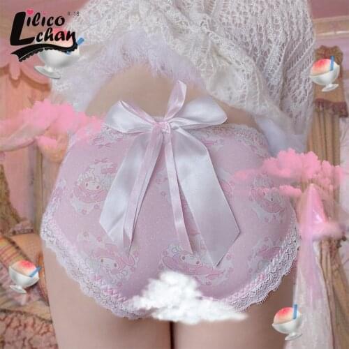 Lilicochan Japanese Lolita Girls' Panties Milk Silk Lace Trim Mid-Waist Briefs Boyshort Womens Underwear Female Sexy Lingerie