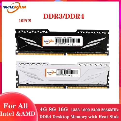 WALRAM 10PCS DDR3 DDR4 memoria ram 4GB 8GB 16GB 1333 1600 1866 2133 2400 2666 3200 240 pins Memory Desktop with Heat Sink