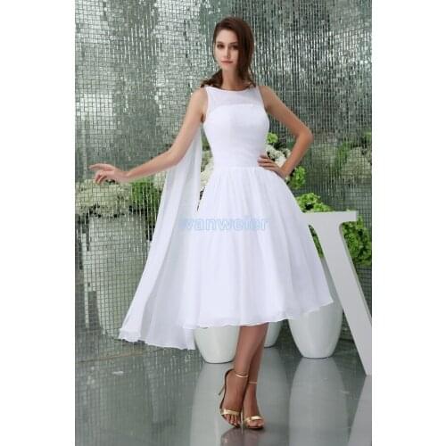 Free shipping modest 2016 new hot custom size short formales chiffon plus size bridal dress cap sleeve white Bridesmaid Dresses