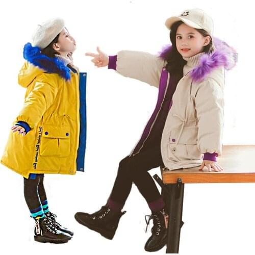 Girls cotton winter 2020 new childrens cotton coat cotton girls Korean version of the medium long section of cotton clothing