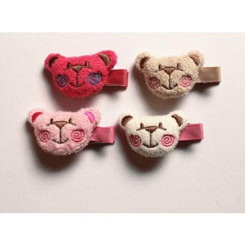 20pcs/lot Cartoon Princess Hair Clip Brand Hairpin Girls Gift Kids Hair Barrette Cute Bear Head Hairpin Hot Pink Party Wear