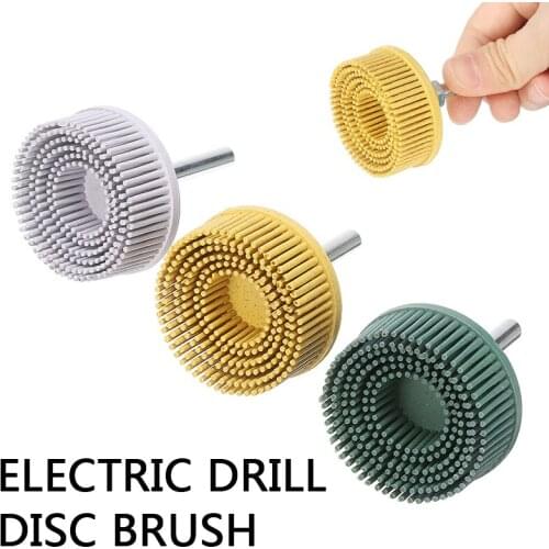 3pcs 2" Rubber Tapered Bristle Disc Drill Brush Attachment Deburring Disc Brush For Metal Finishing Cordless Drill Parts