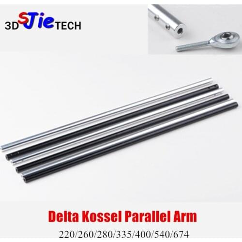 3D Printer aluminum alloy Diagonal Push Rod Arm silver/black bearing carbon rod Fisheye for Rostock Delta Kossel Mini