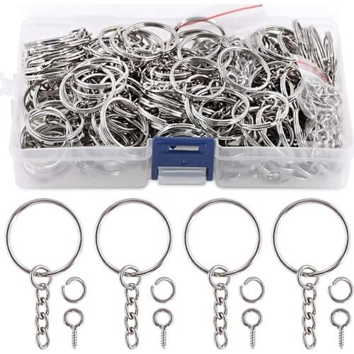 450Pcs Key Rings with Chain, Open Jump Ring Connector and Screws Eye Pins for Crafting Jewelry Making