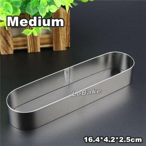 5pcs/lot) 16.4*4.2*2.5cm Medium long oval stainless steel tiramisu mousse cake ring puff cheesecake mould DIY baking supplies