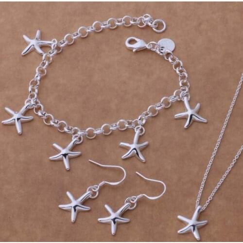 AS082 Hot sterling Jewelry Sets Bracelet 124 + Necklace 595 + Earring 213 /admaiuta ajzajbga silver color