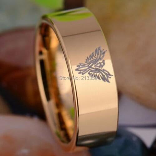 Free Shipping!USA Hot Sales E&C TUNGSTEN LUXURY JEWELRY 8MM MILITARY ARMY PHOENIX RING New GOLD PIPE MENS TUNGSTEN WEDDING RING