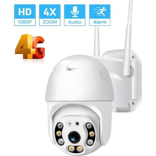 4G Sim Card/Wifi IP Camera HD 1080P Mini Pan/Tilt Onvifi Wireless Outdoor Camera AI Human Detection Dual Light Source iCSee