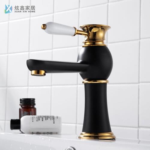 Black Basin Faucet European Style Cold and Hot Water Faucet Wash Basin Homes Bathroom Accessories All Copper Products