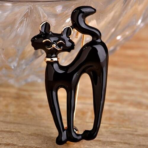 Esmalte Broach Kawaii Cute Enamel Jet Cat Brooch Pins For Women Statement Jewelry Small Animal Hijab Pins Women bags Accessories