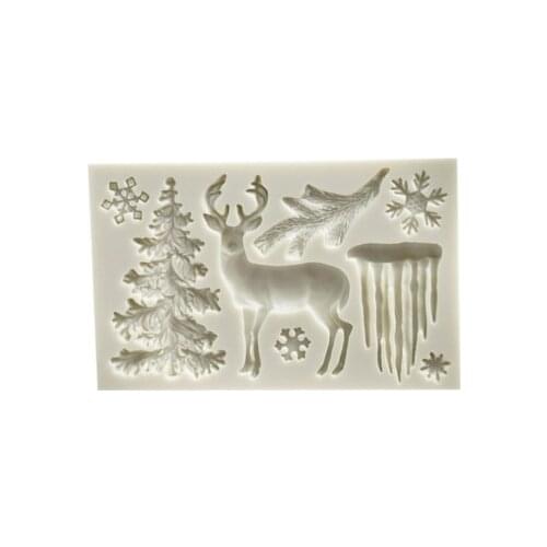 Clay Molds Rectangular Gray White Silicone Christmas Tree Elk Snowflake Icicle Fondant Mold