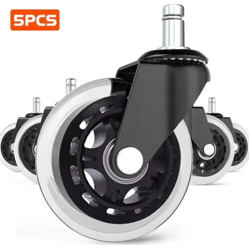 5PCS Office Chair Caster Wheels 360 Swivel Rubber Caster Wheels Mute Replacement Wheels for Furniture Universal Fit Safe Roller