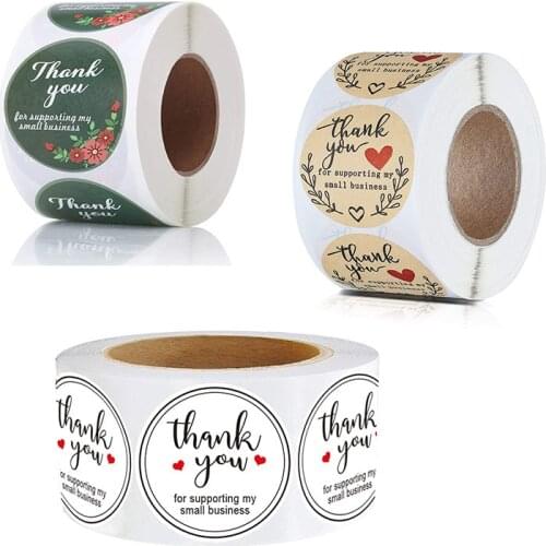 1inch/2.5cm Round Floral "thank You for Supporting My Small Business" Stickers Seal Label for Handmade Envelope Scrapbook