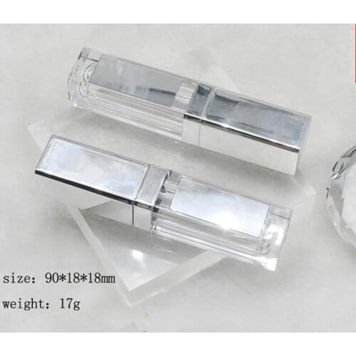 Square Gloss Tube With Silver Lid, Empty Square Cosmetic Containers With Mirror, DIY Lip Gloss Tool F20173472