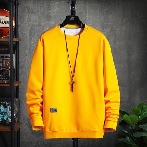 Mens sweatershirt 2020 new spring and autumn casual mens solid color round neck pullover hoodies clothes coat