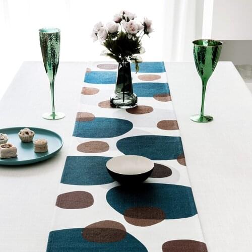 DUNXDECO Table Runner Long Table Cover Fabric Dinner Party Tabelcloth Modern Art Industry Style Geometric Dark Color Fabric