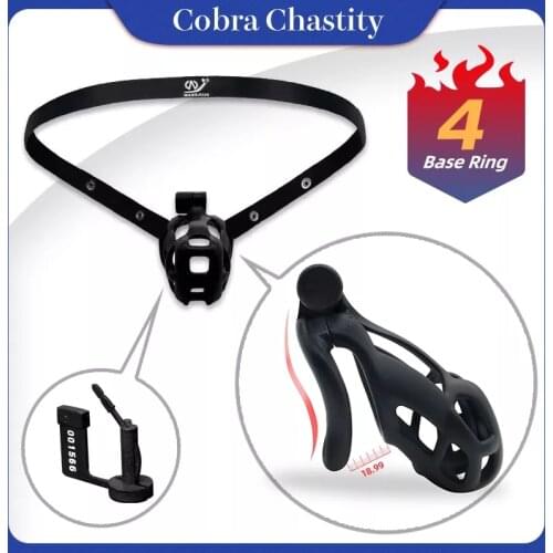 NEWEST 3D Printing Cock Cage Penis Sleeve Plastic lockable Cobra Male Chastity Device Penis Rings Adult Games Sex Toys For Men