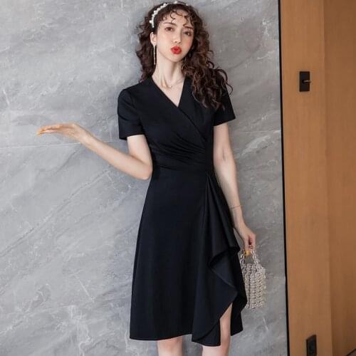 2021 Summer New Black dress Fashion Women Temperament Sexy dress Midi Dress Ladies Banquet party Dress