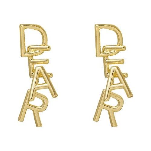New Fashion Earrings Accessories S South Korea Europe And The United States Style Metal Letter Simple Statement English Earrings