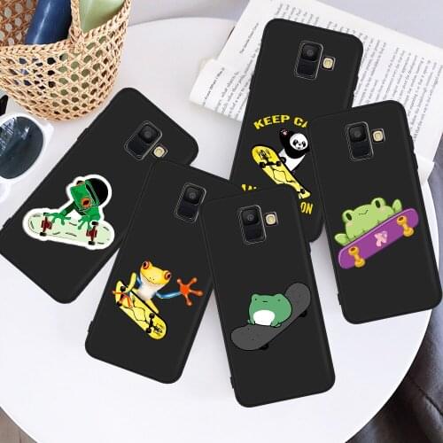 New Skateboard Frog Dinosaur Cute cartoon for Samsung Galaxy A3 A5 A6 A7 A8 A10 A30 A40 A50 A22 A32 A72 A82 J6 J7 J8 Plus coque