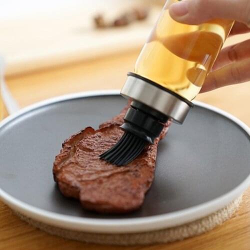 Practical 170ml/300ml Silicone Oil Barbecue Bottle With Brush Seasoning Dispenser Container Kitchen Cooking Storage Goods