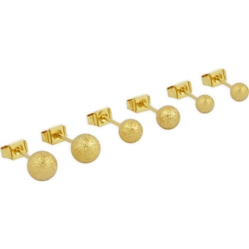 Simple temperament frosted steel ball earrings girls stainless steel round bead earrings women jewelry wholesale