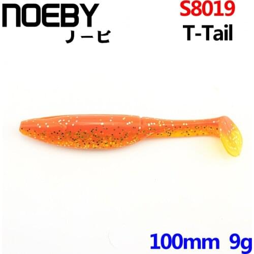 NOEBY 4pcs/lot Soft Lure 100mm/9g Handmade Soft Fish Fishing Lure Fatty Manual Silicone Bass T-Tail Swimbait Fishing Tackle