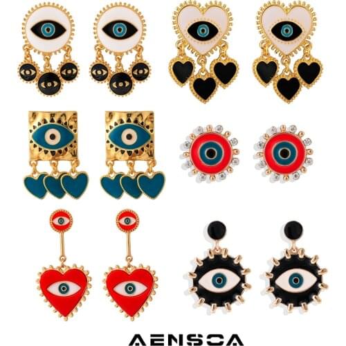 2021 Trendy Fashion Evil Eye Statement Dangle Drop Earrings For Women Vintage Metal Tassel Big Earrings party Jewelry Wholesale