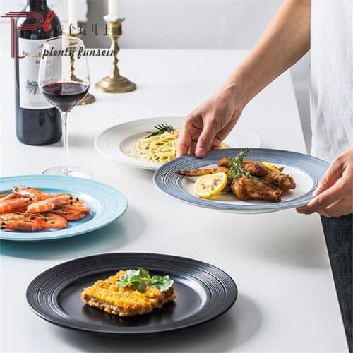 Straw hat, spaghetti, salad, INS, online celebrity ceramic plate, deep soup plate, home creative western food plate, steak plate