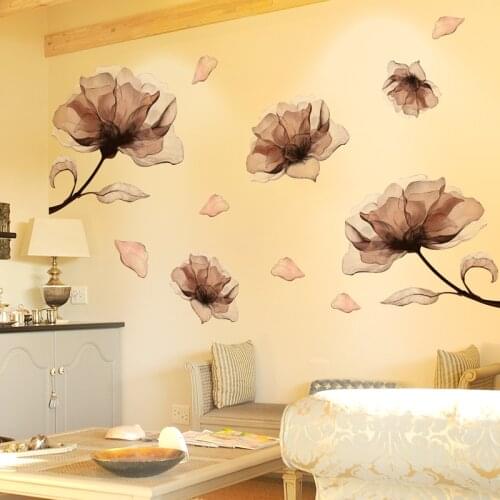 Modern Wall Stickers Flowers Bedroom Living Room Wall Decoration DIY Girl Room Decor Aesthetic Self-adhesive Wallstickers Mural