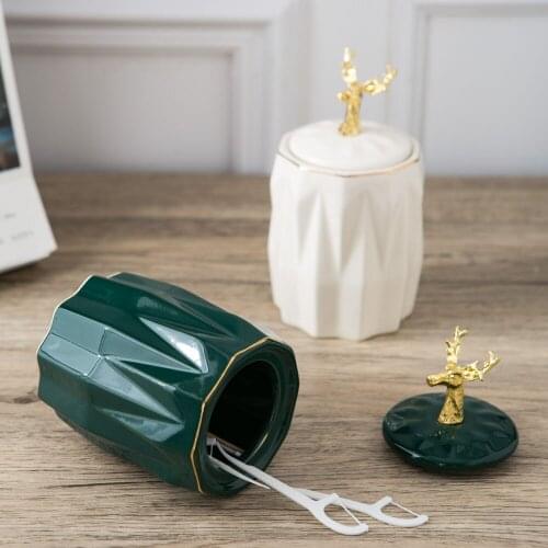 Modern toothpick holder creative household toothpick box ceramic storage Nordic personality ceramic cotton swab box decoration