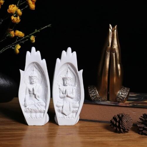 Buddha Statue Feng Shui Home Renovation 20*8 cm White Hand Resin Zen Room Decoration Buddha Statues for House Decoration Room