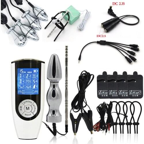 Super Strong Electro Shock Kit Electro Stimulation Anal Vagina Plug Sex Toy Urethra Stimulation Rod Penis Ring Bdsm Nipple Clips