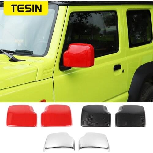 TESIN Rear View Mirror Cover for Suzuki Jimny Car Rearview Mirror Decoration Sticker for Suzuki Jimny 2019 2020 Auto Accessories